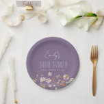 Purple Wildflower Boho Bridal Shower In Bloom Paper Plate<br><div class="desc">Celebrate your bridal shower with a touch of bohemian beauty with our Wildflower Boho Bridal Shower Napkins. These high-quality plates feature a stunning wildflower design that will add a touch of whimsy and elegance to your special event. The soft, absorbent material is perfect for keeping guests comfortable and clean throughout...</div>