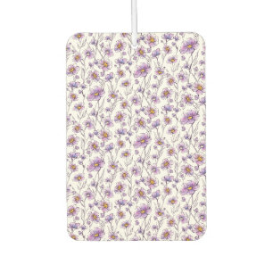 Purple Wildflower Botanical Pattern Design Car Air Freshener