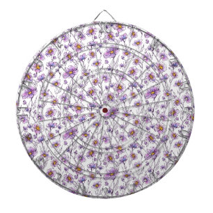 Purple Wildflower Botanical Pattern Design Dartboard