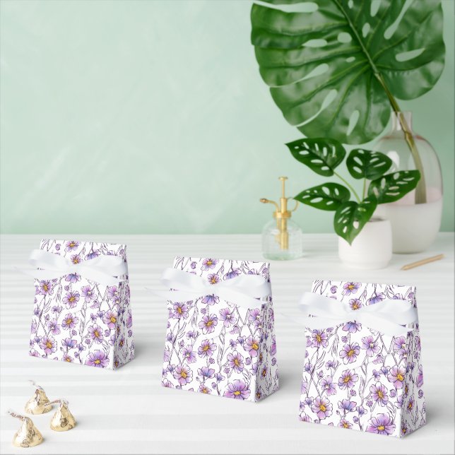 Purple Wildflower Botanical Pattern Design Favour Box (Multiple)