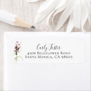 Purple Wildflower Botanical Return Address Label