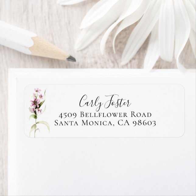 Purple Wildflower Botanical Return Address Label (Insitu)