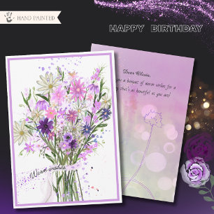 Purple Wildflower Bouquet Birthday Warm Wishes Holiday Card
