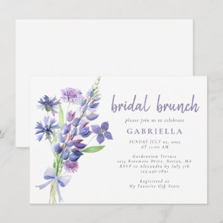 Purple Wildflower Bouquet Bridal Brunch Invitation