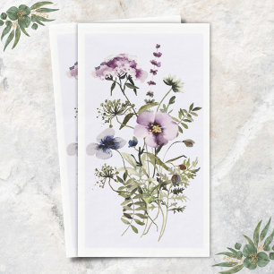 Purple Wildflower Bouquet Watercolor Floral Napkin