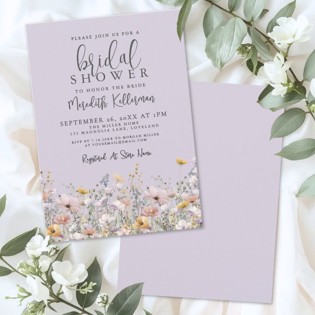 Purple Wildflower Bridal Shower Invitation (Purple Wildflower Bridal Shower Invitation )