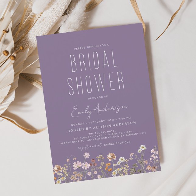 Purple Wildflower Bridal Shower Invitation (Creator Uploaded)