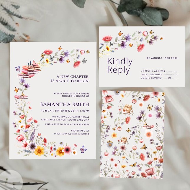 Purple Wildflower Bridal Shower RSVP Card (Creator Uploaded)