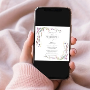 Purple Wildflower Calligraphy Wedding Invitation