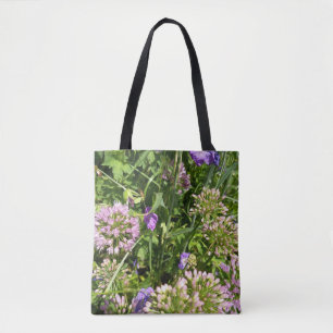 Purple Wildflower Garden Tote Bag Botanical Flor