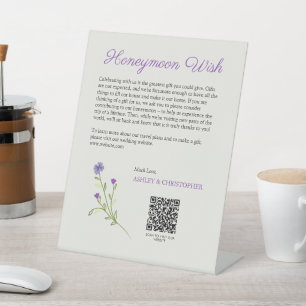 Purple Wildflower Honeymoon Wish Pedestal Sign