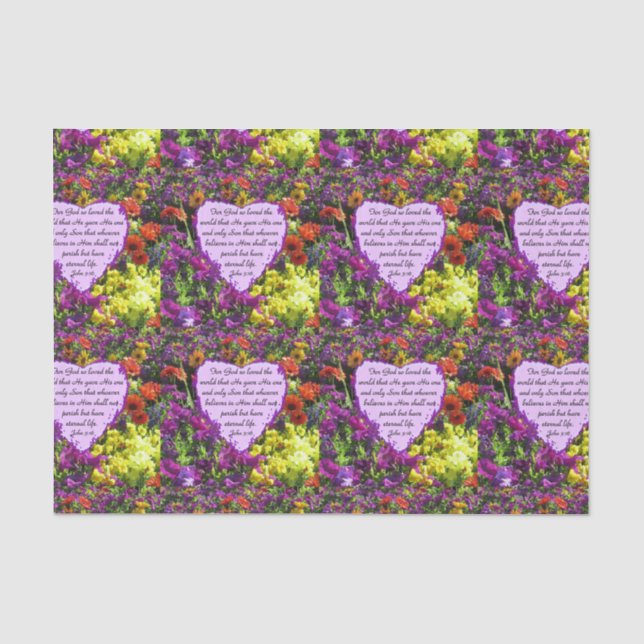 PURPLE WILDFLOWER JOHN 3:16 TISSUE PAPER (Front)