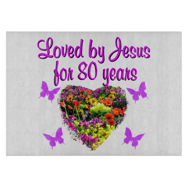 PURPLE WILDFLOWER LOVED BY JESUS FOR 80 YEARS CUTTING BOARD (Front)