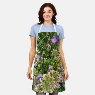 Purple Wildflower Meadow Floral Apron