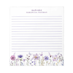 Purple Wildflower Personalised Notepad