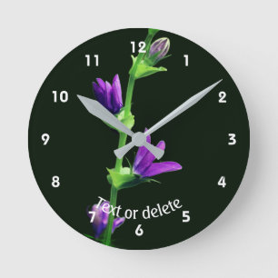 Purple Wildflower Personalised Round Clock