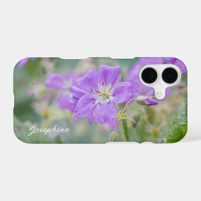Purple Wildflower Photo Geranium Flower With Name (Back (Horizontal))
