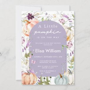 Purple Wildflower Pumpkin Baby Shower Garden Party Invitation