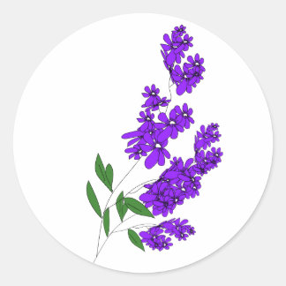 Purple Wildflower Round Stickers