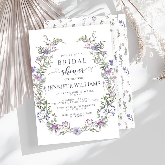 Purple wildflower rustic Bridal Shower Invitation (Creator Uploaded)