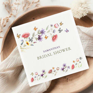 Purple Wildflower Storybook Bridal Shower Napkin