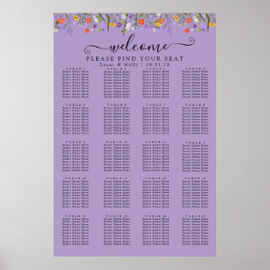 Purple Wildflower Summer Floral Seating Chart