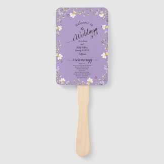 Purple Wildflower Summer Floral Wedding Hand Fan