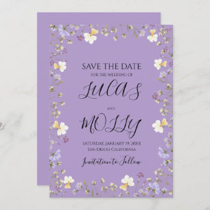 Purple Wildflower Summer Floral Wedding Save The Date