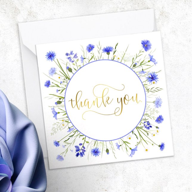 Purple Wildflower Thank You Gold Script Card (Creator Uploaded)