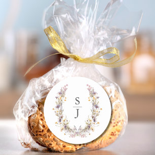 Purple Wildflower Wedding Classic Round Sticker