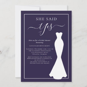 Purple Wildflower Wedding Dress Bridal Shower Invitation