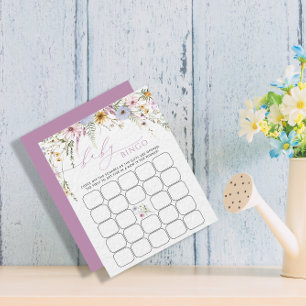 Purple Wildflowers Baby Bingo Game Card
