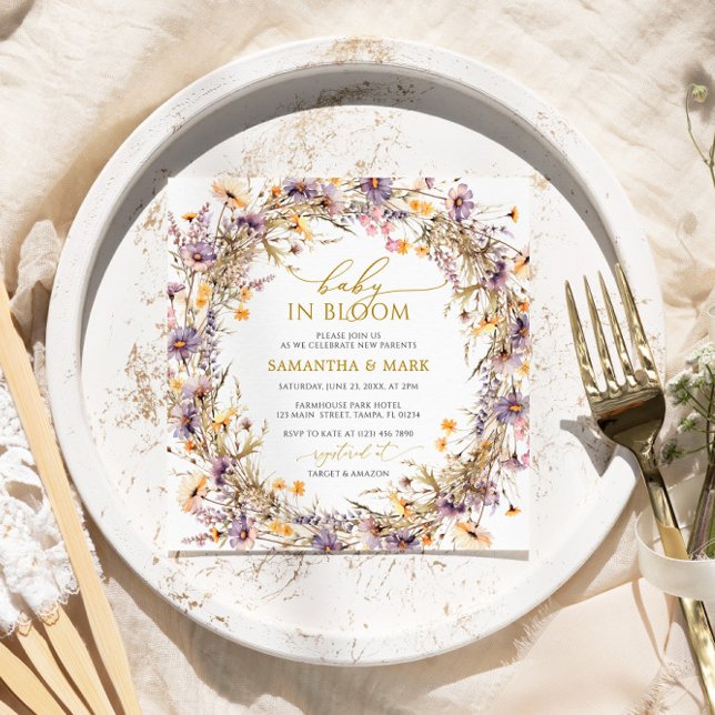 Purple Wildflowers Baby in Bloom Shower Invitation (Creator Uploaded)