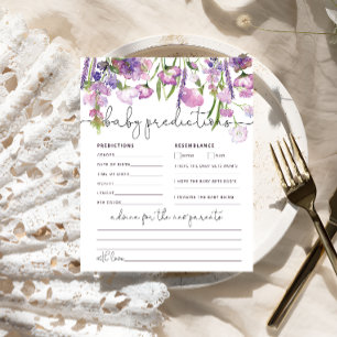 Purple Wildflowers Baby Predictions Advice Card 