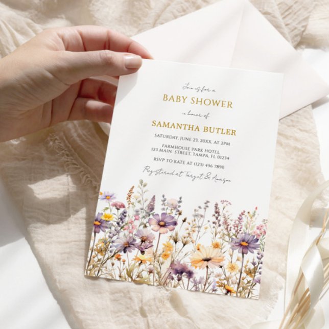 Purple Wildflowers Baby Shower Invitation (Creator Uploaded)