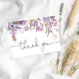 Purple Wildflowers Baby Shower Thank You Card