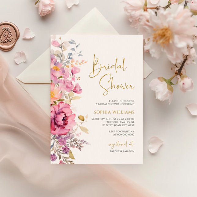 Purple Wildflowers Bridal Shower Invitation (Creator Uploaded)
