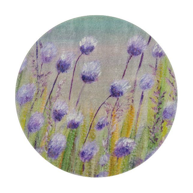 Purple wildflowers cutting board (Front)