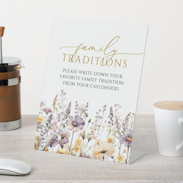 Purple Wildflowers Favourite Family Traditions Gam Pedestal Sign (In SItu)