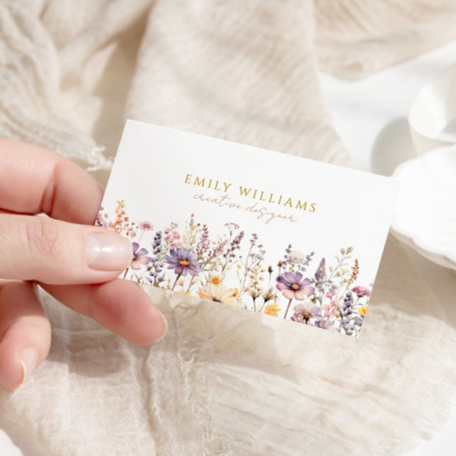 Purple Wildflowers Floral Business Card (Creator Uploaded)