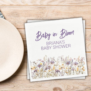 Purple Wildflowers Gender Neutral Baby Shower Napkin