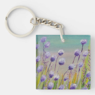 Purple wildflowers key ring