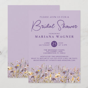 Purple Wildflowers Lavender Bridal Shower Invitation