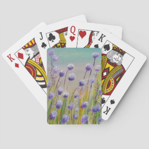 Purple wildflowers playing cards