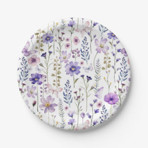 Purple Wildflowers Spring Party Paper Plates
