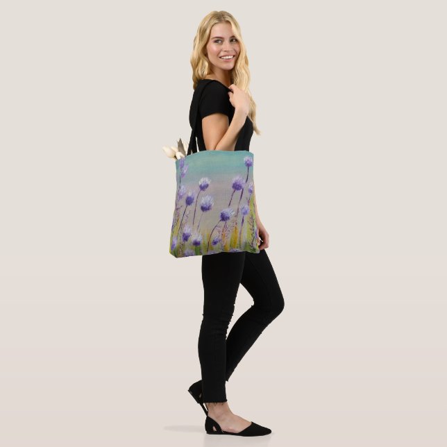 Purple wildflowers tote bag (On Model)