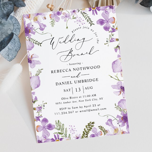 Purple Wildflowers Wedding Brunch Invitation (Creator Uploaded)