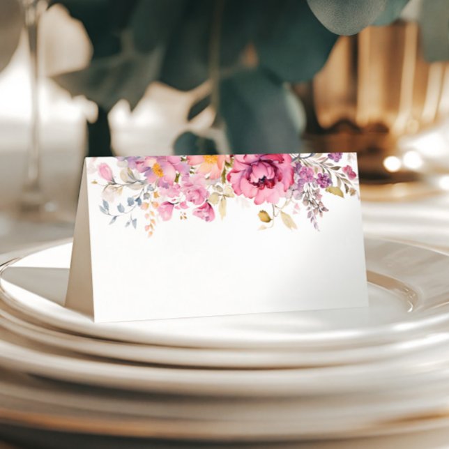 Purple Wildflowers Wedding Place Card (Creator Uploaded)