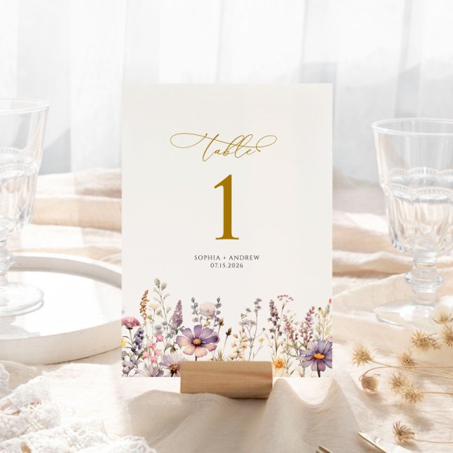 Purple Wildflowers Wedding Table Numbers (Creator Uploaded)