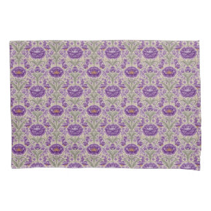 Purple William Morris Inspired Floral Pattern  Pillowcase